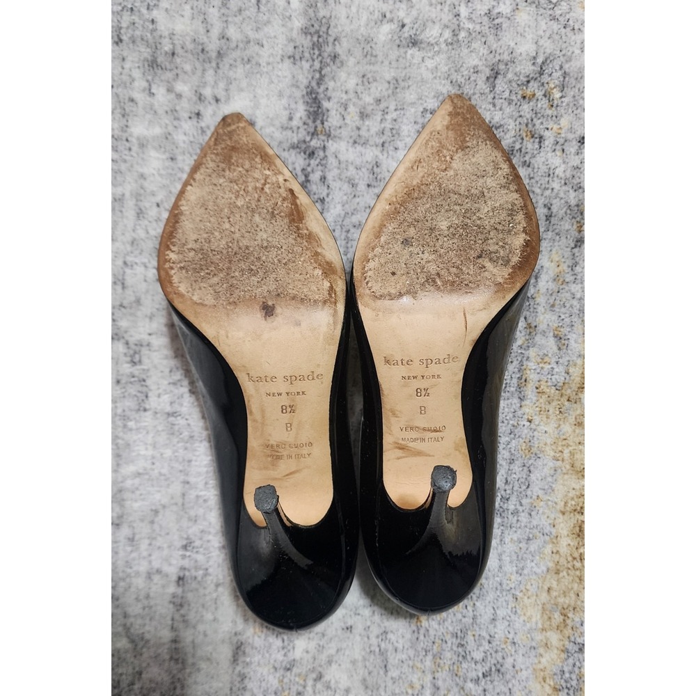 Kate Spade NY Licorice Black Patent Leather High-Heel Pointed-Toe Pumps Size 8.5 - Picture 5 of 8